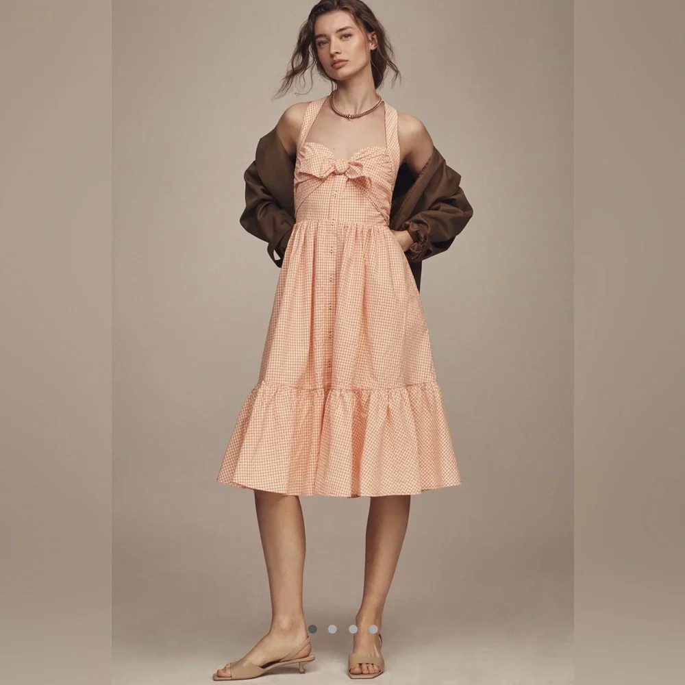 Maeve Halter Bow Front Midi dress - Picture 2 of 14